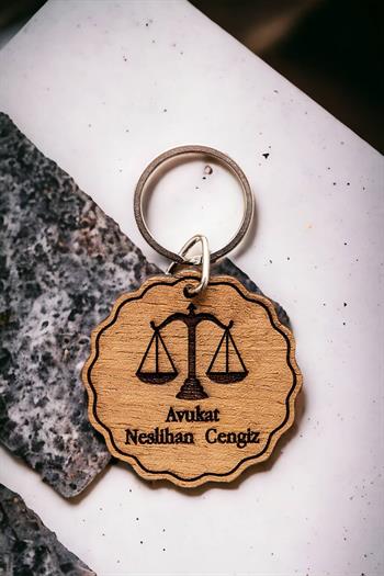 Avukatlara Hediye Lazer Kesim Ahşap Anahtarlık