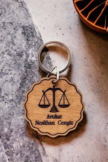 Avukatlara Hediye Lazer Kesim Ahşap Anahtarlık