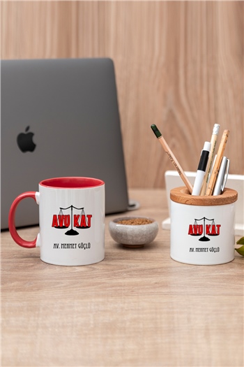 Avukat Renkli Kupa Bardak ve Kalemlik