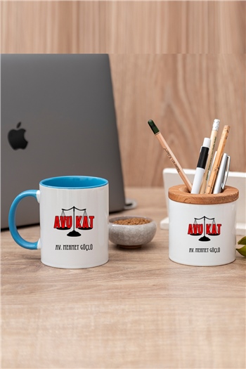 Avukat Renkli Kupa Bardak ve Kalemlik