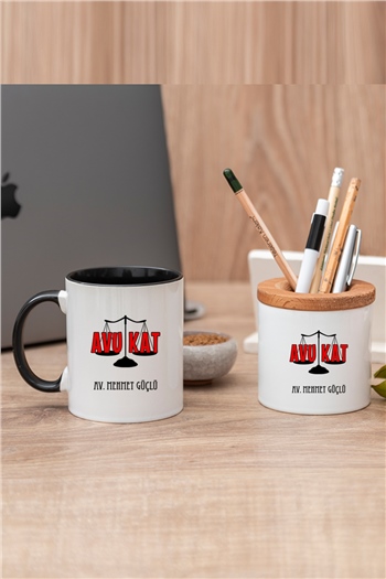 Avukat Renkli Kupa Bardak ve Kalemlik