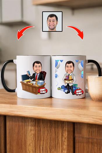 Avukata Doğum Günü Hediyesi Erkek Avukat Karikatürlü Kupa Bardak