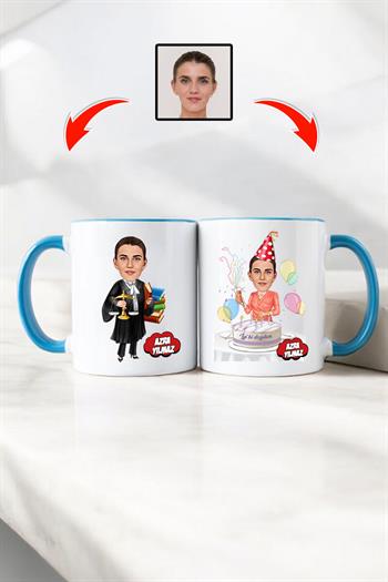 Avukata Doğum Günü Hediyesi Kadın Avukat Karikatürlü Kupa Bardak