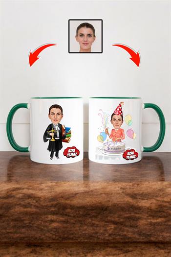 Avukata Doğum Günü Hediyesi Kadın Avukat Karikatürlü Kupa Bardak