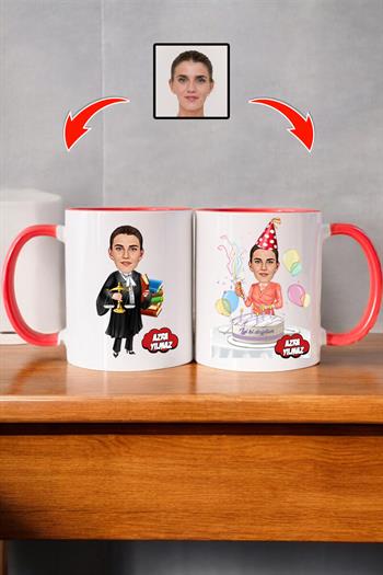 Avukata Doğum Günü Hediyesi Kadın Avukat Karikatürlü Kupa Bardak