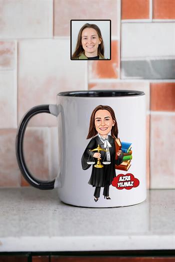Avukata Hediye Kadın Avukat Karikatürlü Kişiye Özel Kupa Bardak