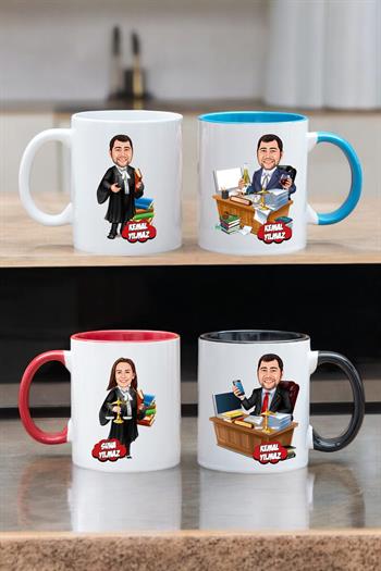 Avukata Hediye Kişiye Özel Avukat Karikatürlü Kupa Bardak