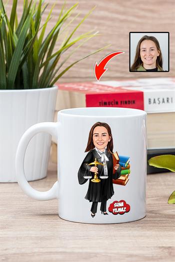 Avukata Hediye Kişiye Özel Avukat Karikatürlü Kupa Bardak