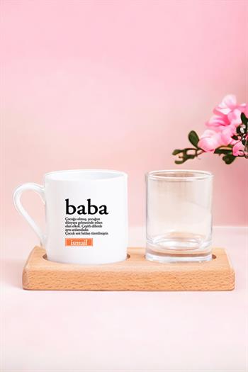 Baba Kelime Anlamı Ahşap Sunumlu Türk Kahvesi Fincanı