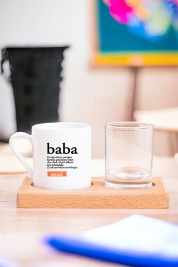 Baba Kelime Anlamı Ahşap Sunumlu Türk Kahvesi Fincanı