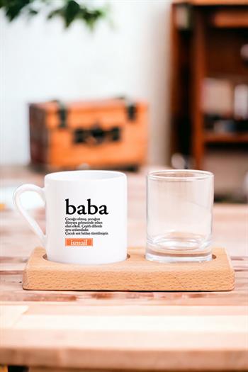Baba Kelime Anlamı Ahşap Sunumlu Türk Kahvesi Fincanı