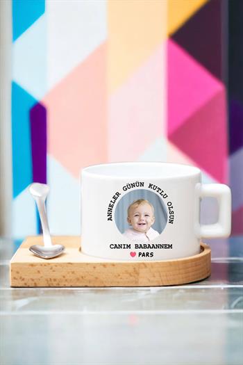 Babaanneye Anneler Günü Hediyesi Ahşap Altlıklı Fincan