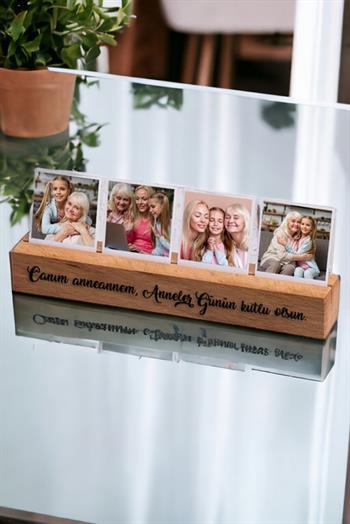 Babaanneye Hediye Kişiye Özel Ahşap Fotoğraf Standı