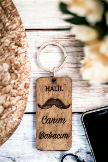 Babalar Günü Hediyesi Ahşap Anahtarlık
