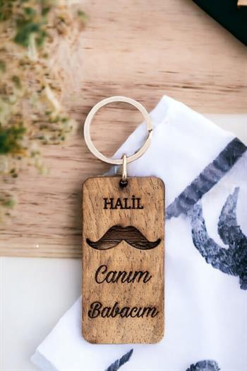 Babalar Günü Hediyesi Ahşap Anahtarlık