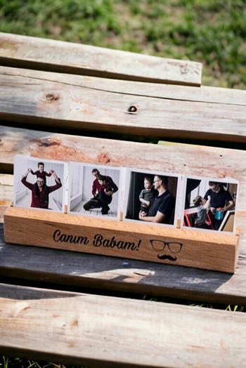 Babaya Hediye Fotoğrafı Ahşap Stand
