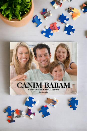 Babaya Hediye Fotoğraflı ve Mesajlı Dikdörtgen Puzzle