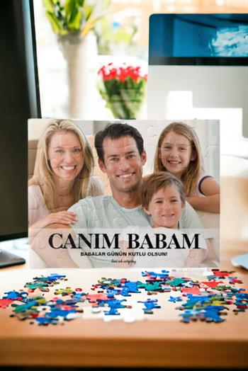 Babaya Hediye Fotoğraflı ve Mesajlı Dikdörtgen Puzzle