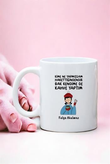 Kahveseverlere Hediye Kendime Kahve Yaptım Beyaz Kupa Bardak
