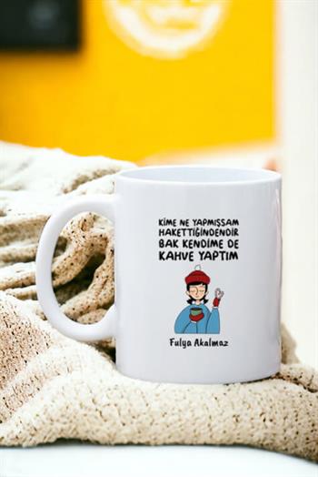 Kahveseverlere Hediye Kendime Kahve Yaptım Beyaz Kupa Bardak