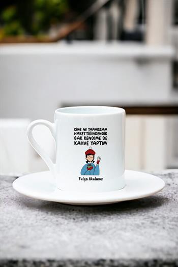 Bak Kendime De Kahve Yaptım Beyaz Türk Kahvesi Fincanı