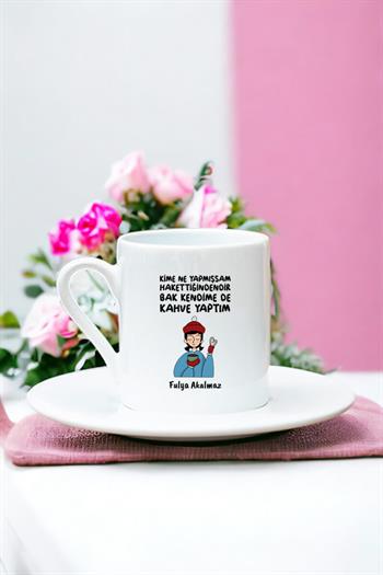 Bak Kendime De Kahve Yaptım Beyaz Türk Kahvesi Fincanı