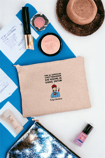 Bak Kendime De Kahve Yaptım Keten Bez El Çantası