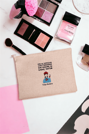 Bak Kendime De Kahve Yaptım Keten Bez El Çantası