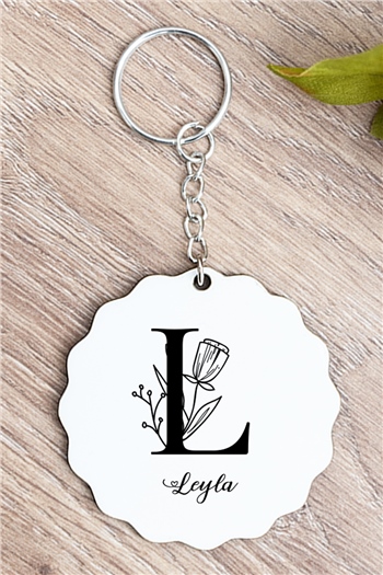 Baş Harfli Çiçek Tasarım Anahtarlık