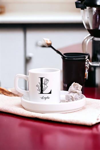 Baş Harfli Çiçek Tasarım Concept Türk Kahvesi Fincanı