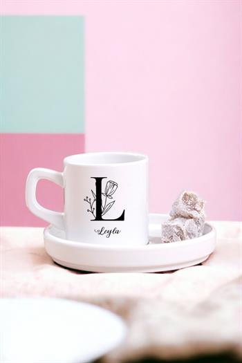 Baş Harfli Çiçek Tasarım Concept Türk Kahvesi Fincanı