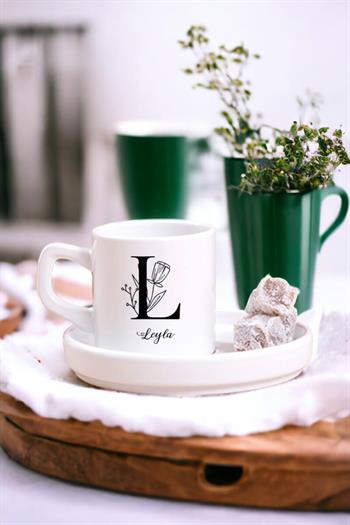 Baş Harfli Çiçek Tasarım Concept Türk Kahvesi Fincanı