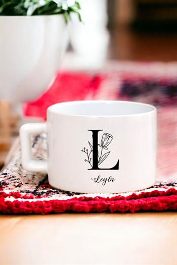 Baş Harfli Çiçek Tasarım Fincan