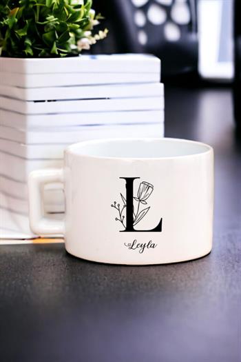 Baş Harfli Çiçek Tasarım Fincan