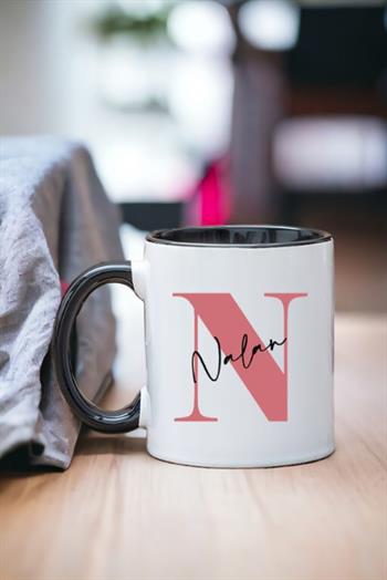 Baş Harfli Üzeri İsim Yazılı İçi Renkli Kupa Bardak