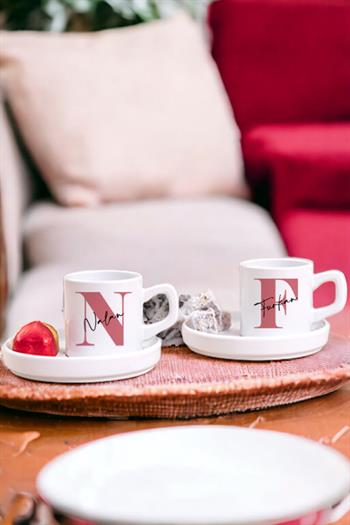 Baş Harfli Üzeri İsim Yazılı İkili Concept Türk Kahvesi Fincanı