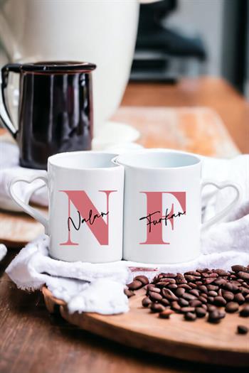 Baş Harfli Üzeri İsim Yazılı İkili Sevgili Kupası