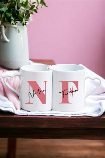 Baş Harfli Üzeri İsim Yazılı İkili Sevgili Kupası