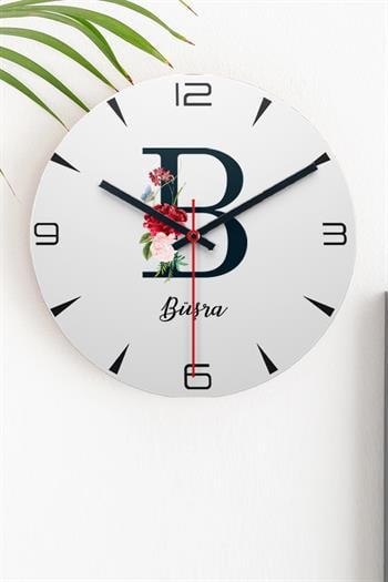 Baş Harfli ve İsimli Ahşap Duvar Saati