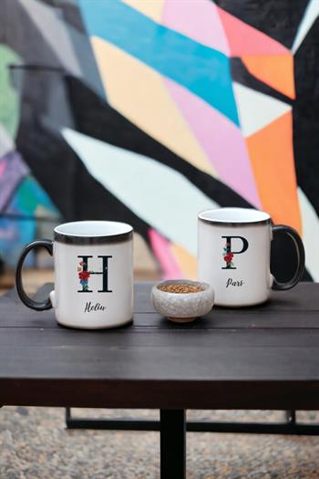 Baş Harfli ve İsimli İkili Sihirli Kupa Bardak