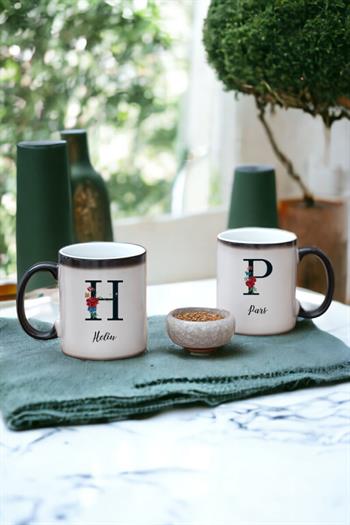 Baş Harfli ve İsimli İkili Sihirli Kupa Bardak