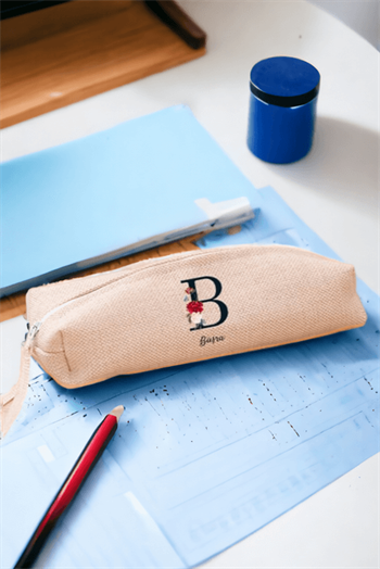 Baş Harfli ve İsimli Keten Bez Kalemlik