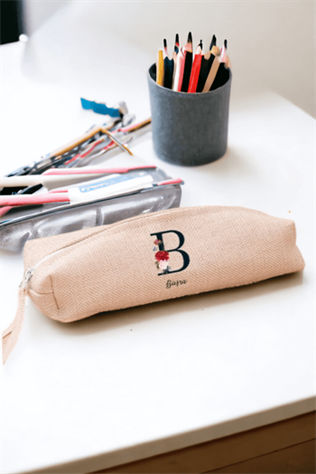 Baş Harfli ve İsimli Keten Bez Kalemlik