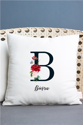 Baş Harfli ve İsimli Saten Kare Yastık