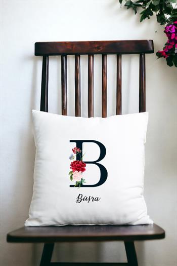 Baş Harfli ve İsimli Saten Kare Yastık