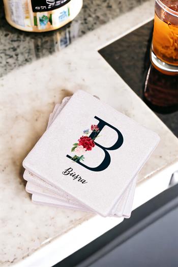 Baş Harfli ve İsimli Taş Bardak Altlığı