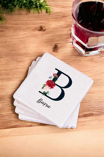 Baş Harfli ve İsimli Taş Bardak Altlığı