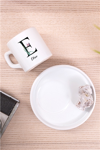 Baş Harfli Yaprak Tasarım Concept Türk Kahvesi Fincanı