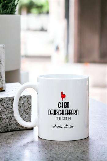 Bayan Almanca Öğretmenine Hediye Beyaz Kupa Bardak