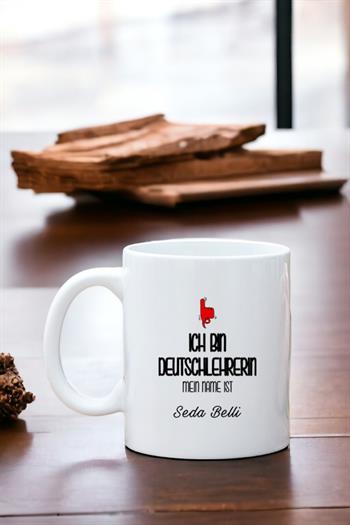 Bayan Almanca Öğretmenine Hediye Beyaz Kupa Bardak